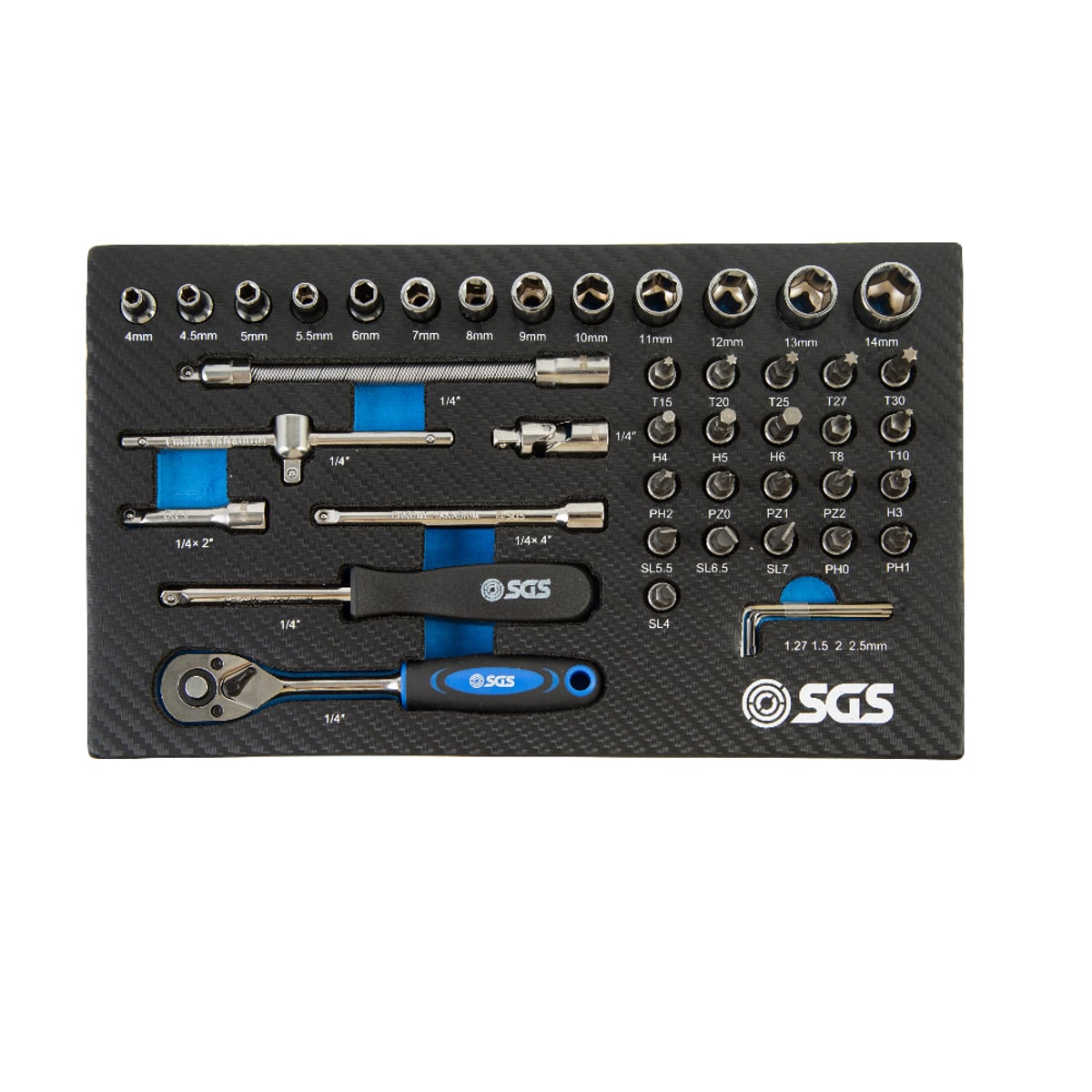SGS 46pc 1/4in Drive Socket Set | Foam Insert